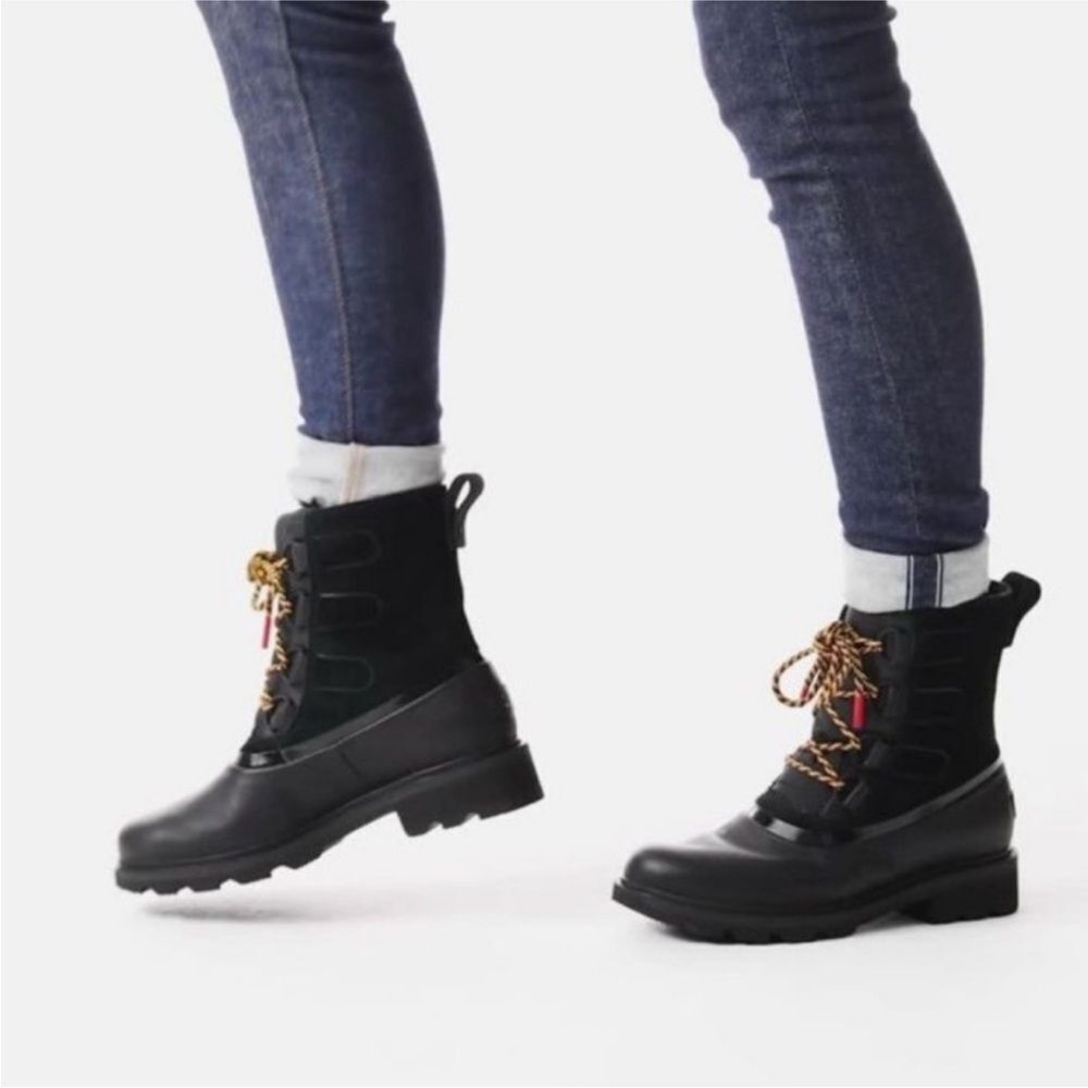 Sorel Lennox Street Lace Black Boots Waterproof Brand New In the Box